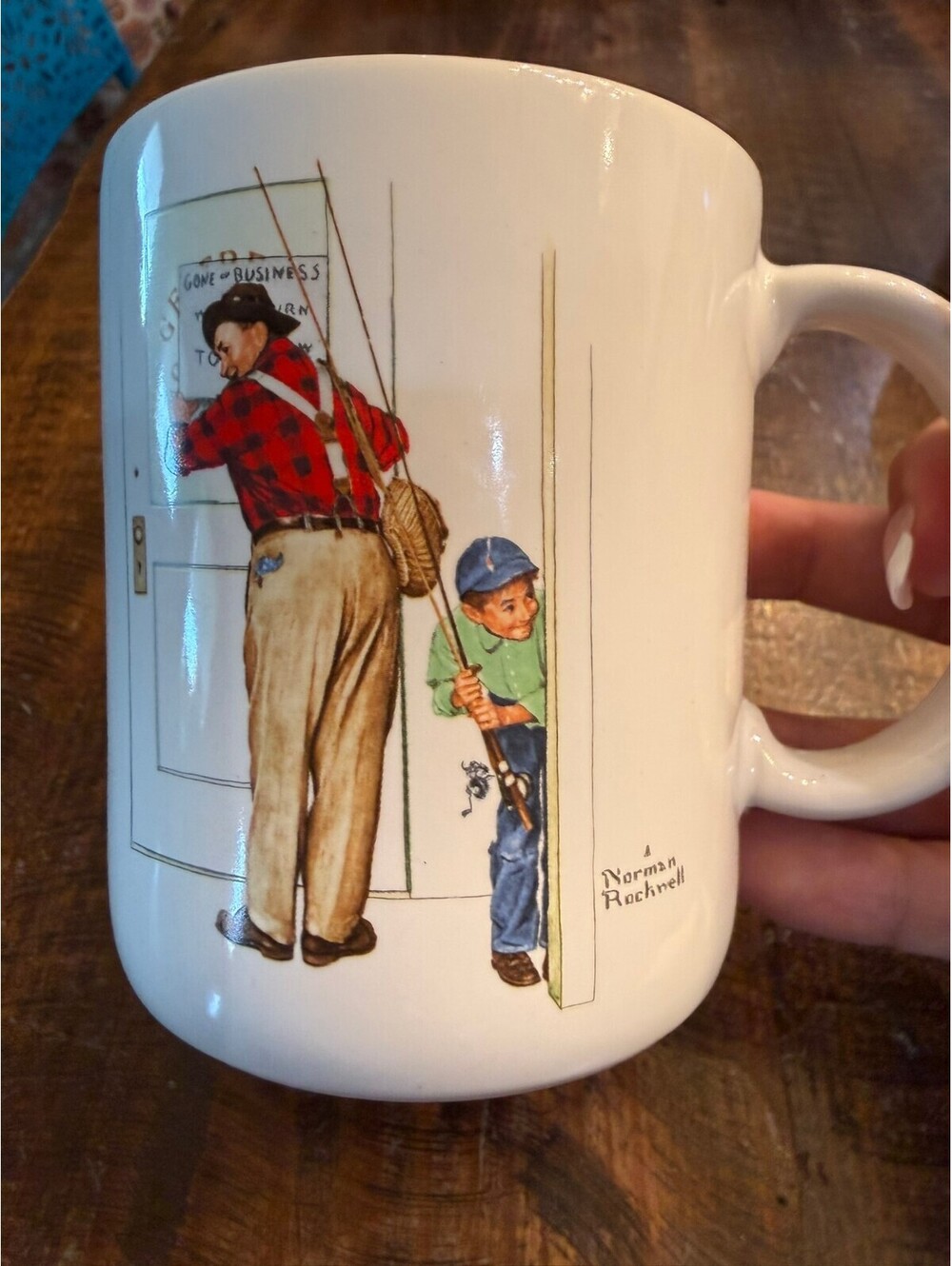 Norman Rockwell 'Closed for Business' Ceramic Coffee Mug 1987